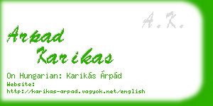 arpad karikas business card